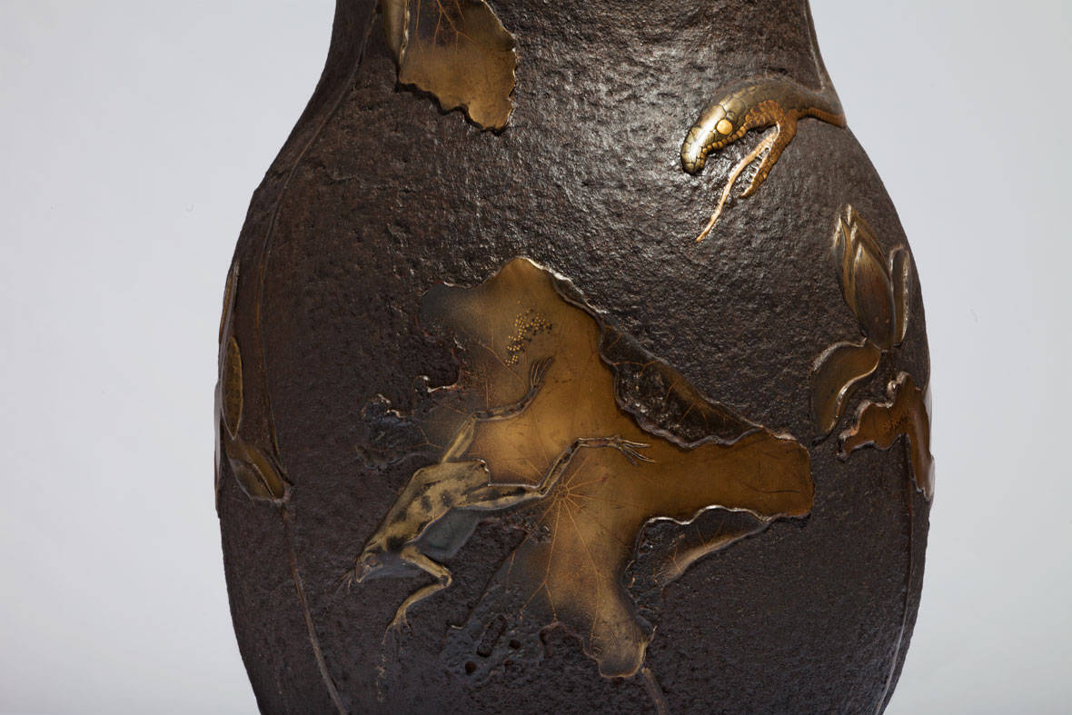 Pair of Japanese Snake Vases